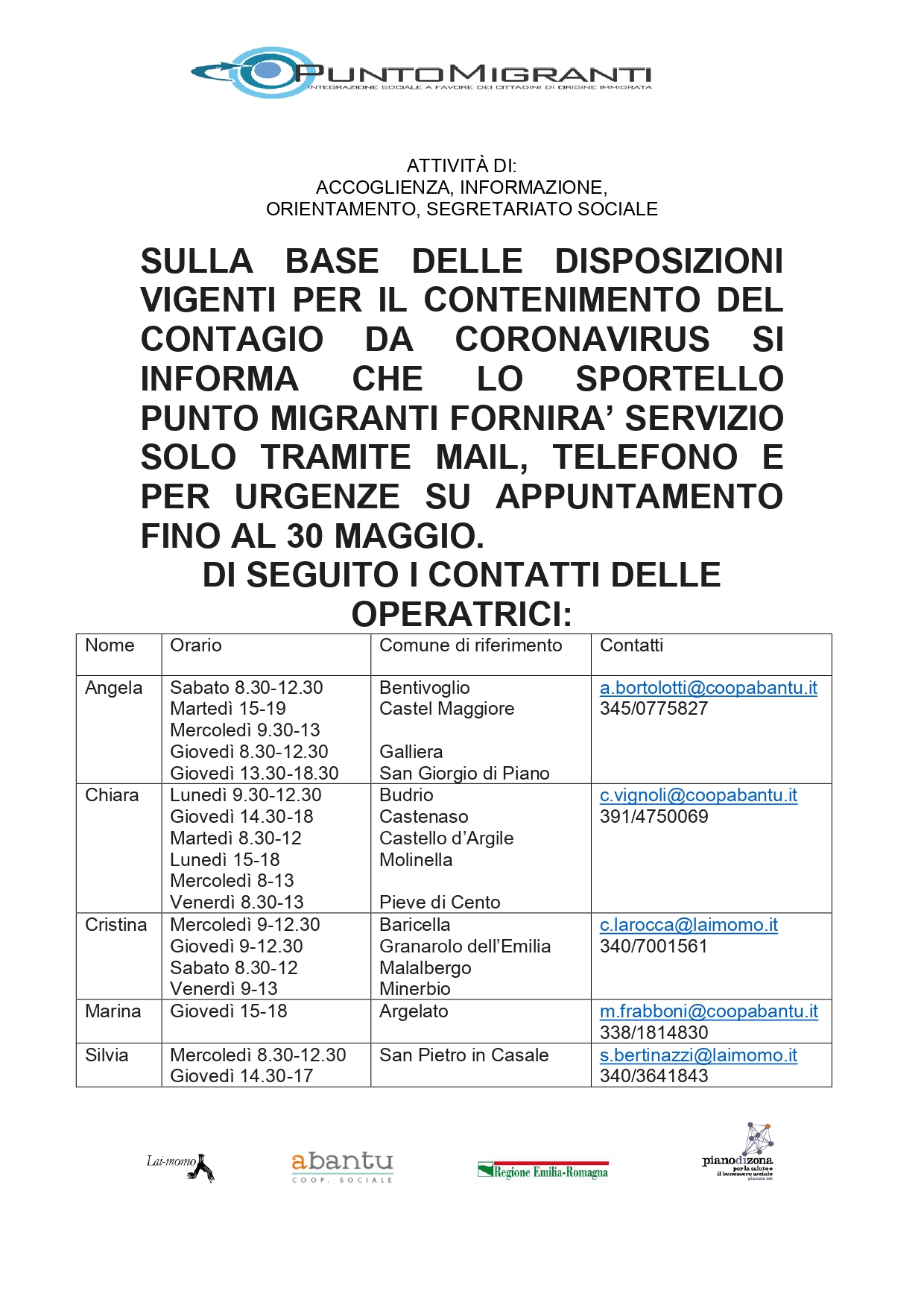 Chiusura Punto Migranti_reperibilità telefonica e mail -30 maggio_page-0001