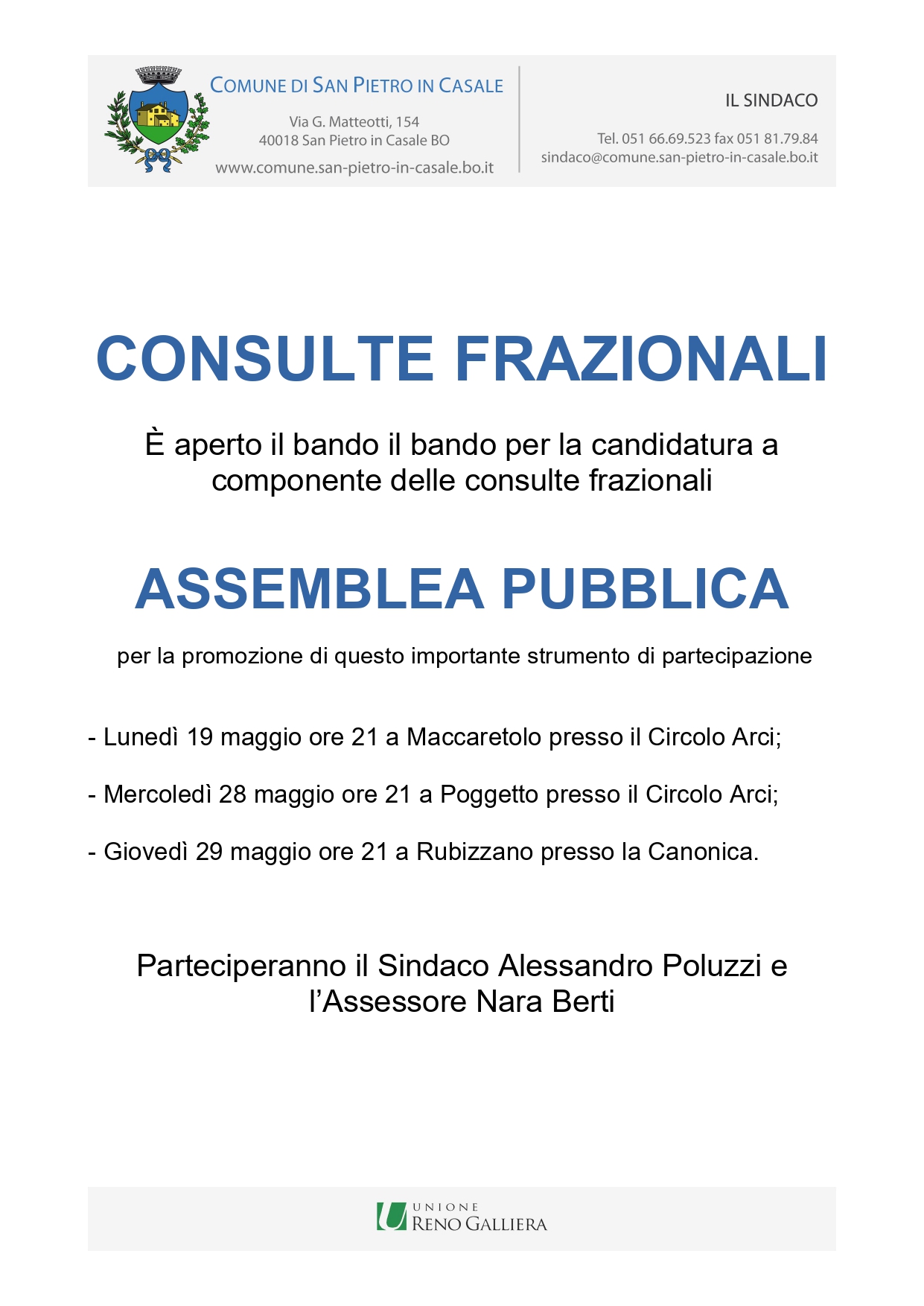 Consulte frazionali - assemblea pubblica