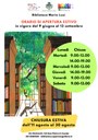 Orario estivo Biblioteca Mario Luzi