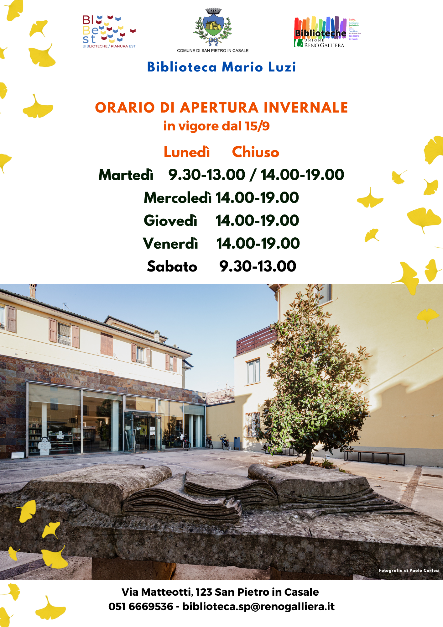 Orario invernale Biblioteca Mario Luzi