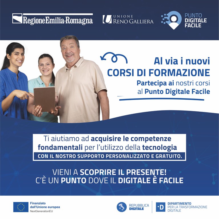 Digitale facile in Unione Reno Galliera: al via i corsi di alfabetizzazione digitale in tutti i Comuni dell’Unione