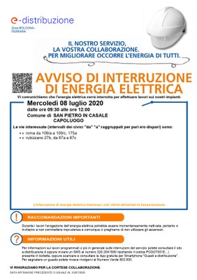 Interruzione elettricità 8 luglio